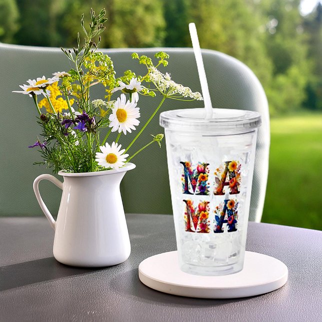 Floral MAMA Acrylic Tumbler (Creator Uploaded)