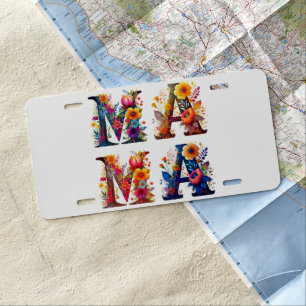 Floral MAMA License Plate