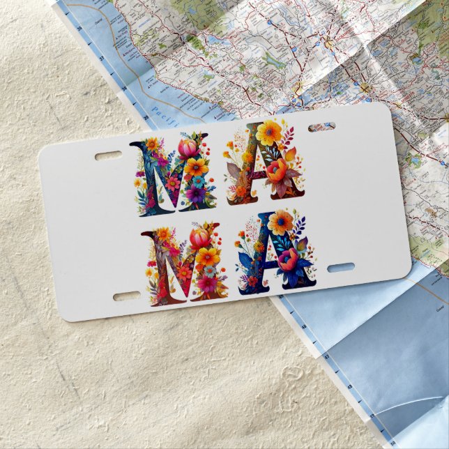 Floral MAMA License Plate (In Situ)