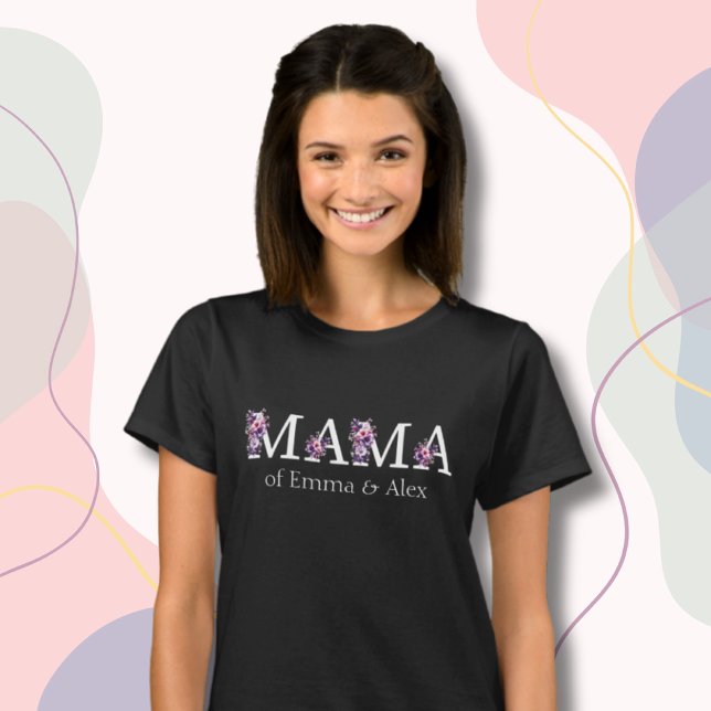 Floral Mama text personalized Kids Names Woman's T-Shirt (Creator Uploaded)