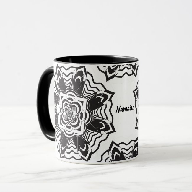 Floral Mandala Abstract Black and White Mug