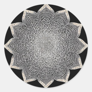 FLORAL MANDALA ART FOR SPIRITUAL MEDITATION YOGA CLASSIC ROUND STICKER
