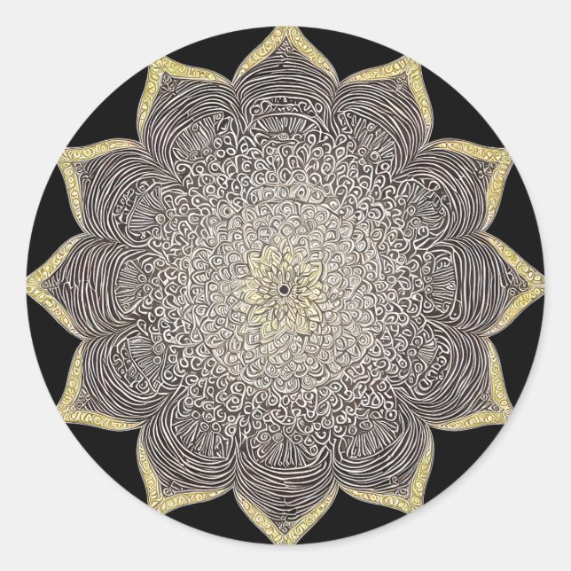 FLORAL MANDALA ART FOR SPIRITUAL MEDITATION YOGA CLASSIC ROUND STICKER (Front)