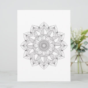 Floral Mandala Black Lines Coloring Template v1