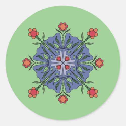 Floral mandala  classic round sticker