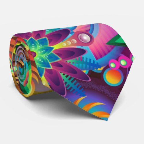 Floral Mandala Collage Psychedelic Neck Tie