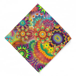 Floral Mandala Collage Psychedelic Yoga Leggings Bandana
