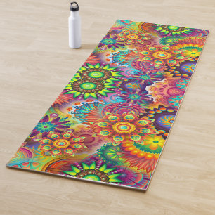 Floral Mandala Collage Psychedelic Yoga Mat