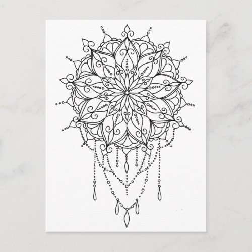 Floral Mandala Color Your Own Postcard