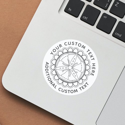 Floral Mandala Custom Text Sticker