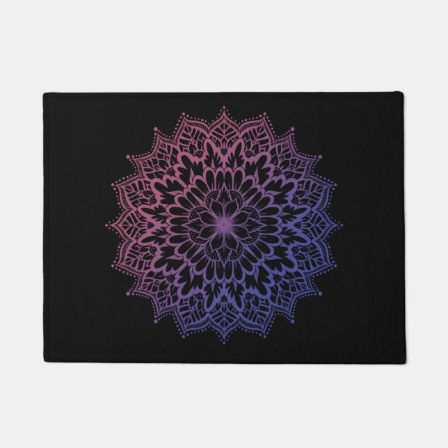 Floral Mandala Flower Yoga Doormat (Front)