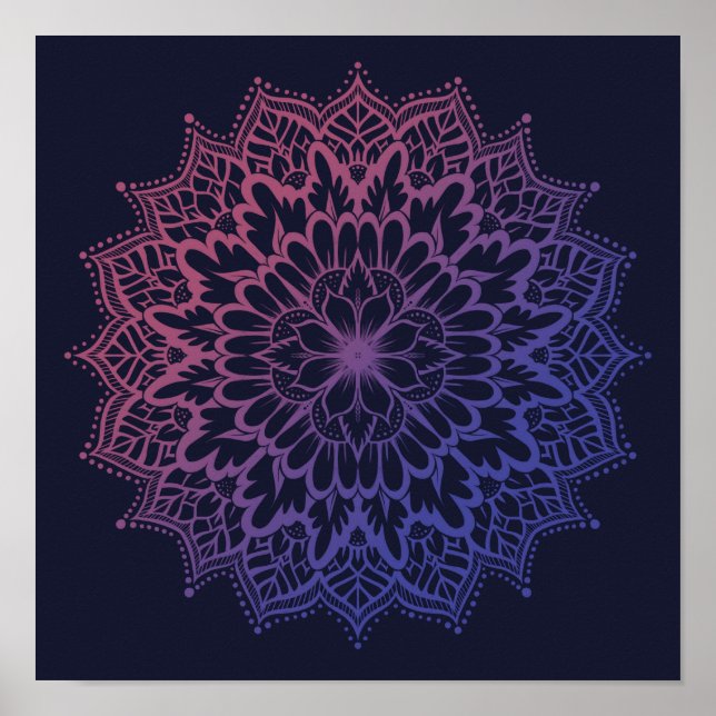 Floral Mandala Flower Yoga Poster (Front)