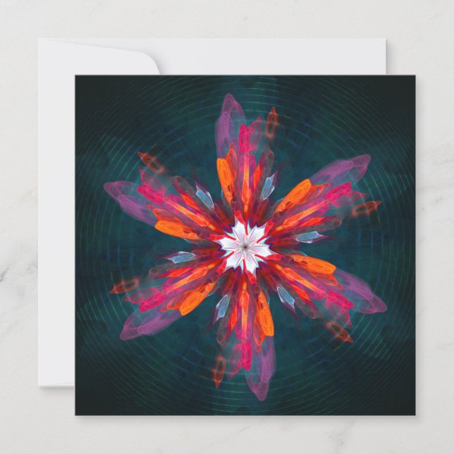 Floral Mandala Flowers Orange Red Blue Abstract (Front)