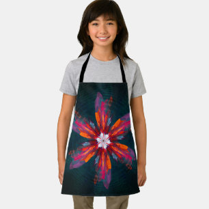 Floral Mandala Flowers Orange Red Blue Abstract Apron