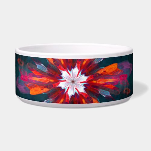 Floral Mandala Flowers Orange Red Blue Abstract Bowl