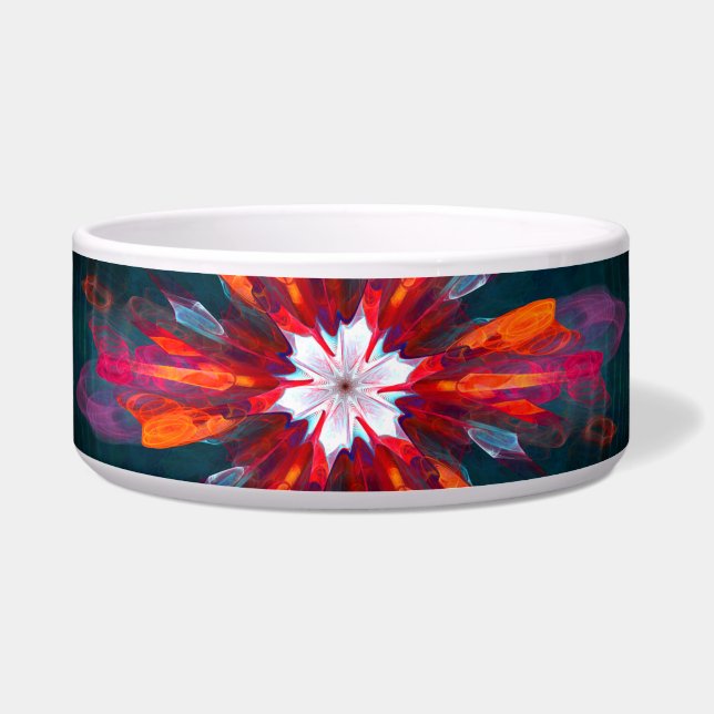 Floral Mandala Flowers Orange Red Blue Abstract Bowl (Front)