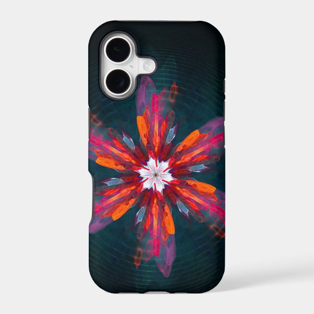 Floral Mandala Flowers Orange Red Blue Abstract Case-Mate iPhone Case (Back)