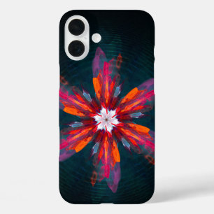 Floral Mandala Flowers Orange Red Blue Abstract iPhone 16 Plus Case