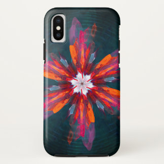 Floral Mandala Flowers Orange Red Blue Abstract iPhone X Case