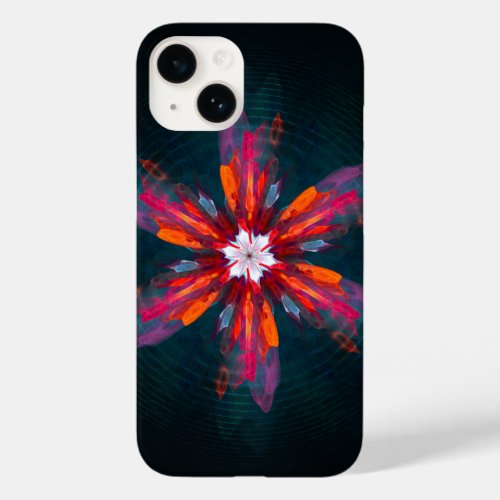 Floral Mandala Flowers Orange Red Blue Abstract Case_Mate iPhone 14 Case