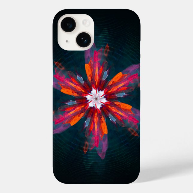Floral Mandala Flowers Orange Red Blue Abstract Case-Mate iPhone Case (Back)