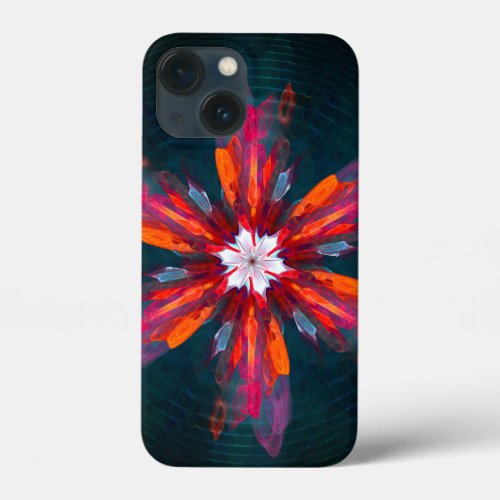 Floral Mandala Flowers Orange Red Blue Abstract iPhone 13 Mini Case