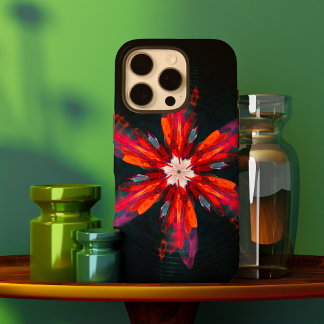 Floral Mandala Flowers Orange Red Blue Abstract iPhone 16 Pro Case