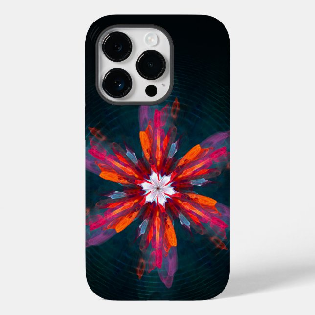 Floral Mandala Flowers Orange Red Blue Abstract Case-Mate iPhone Case (Back)