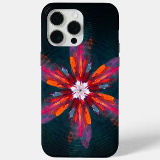 Floral Mandala Flowers Orange Red Blue Abstract iPhone 15 Pro Max Case