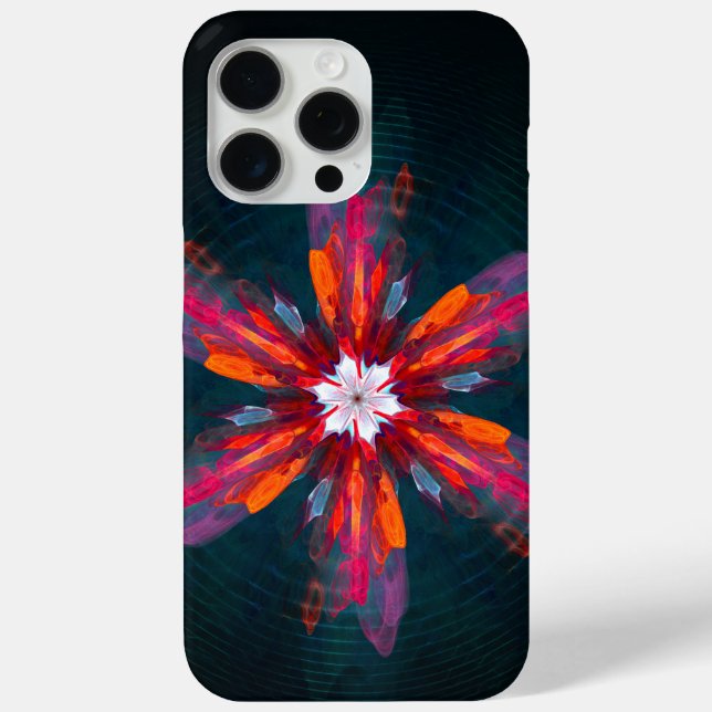 Floral Mandala Flowers Orange Red Blue Abstract Case-Mate iPhone Case (Back)