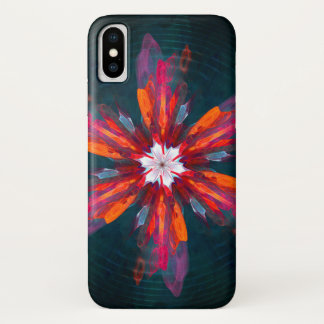 Floral Mandala Flowers Orange Red Blue Abstract iPhone X Case