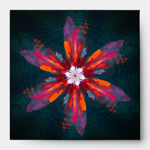 Floral Mandala Flowers Orange Red Blue Abstract Envelope