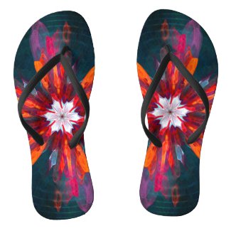 Floral Mandala Flowers Orange Red Blue Abstract