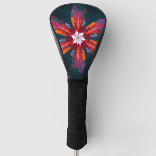 Floral Mandala Flowers Orange Red Blue Abstract Golf Head Cover