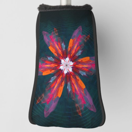 Floral Mandala Flowers Orange Red Blue Abstract Golf Head Cover