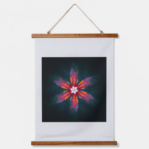 Floral Mandala Flowers Orange Red Blue Abstract Hanging Tapestry
