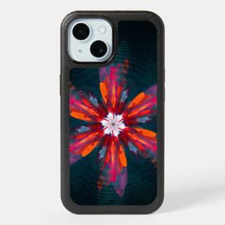 Floral Mandala Flowers Orange Red Blue Abstract iPhone 15 Case