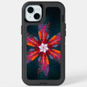 Floral Mandala Flowers Orange Red Blue Abstract iPhone 15 Plus Case