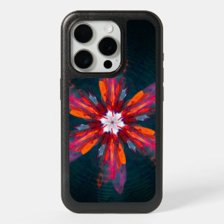 Floral Mandala Flowers Orange Red Blue Abstract iPhone 15 Pro Case