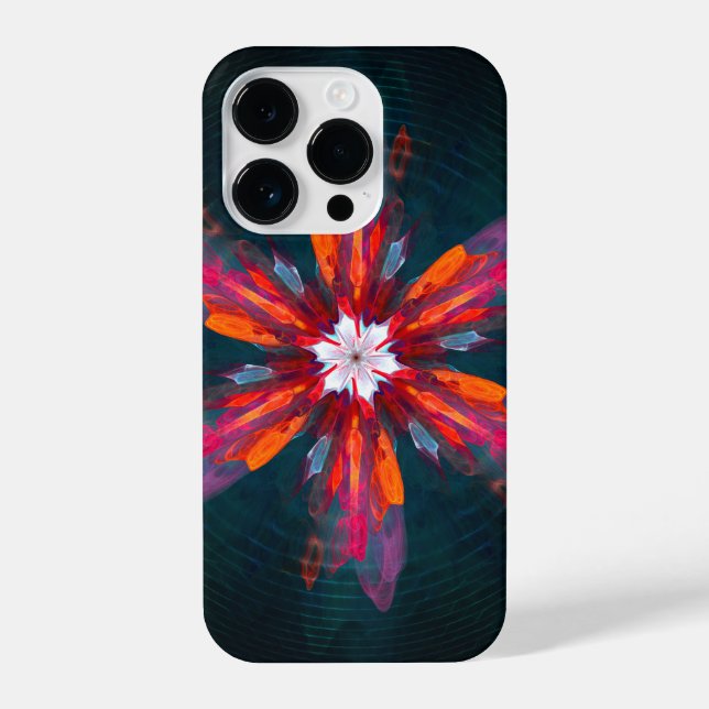 Floral Mandala Flowers Orange Red Blue Abstract iPhone Case (Back)