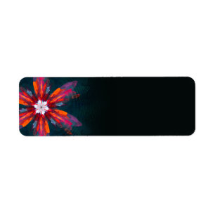 Floral Mandala Flowers Orange Red Blue Abstract Label