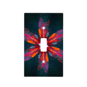 Floral Mandala Flowers Orange Red Blue Abstract Light Switch Cover