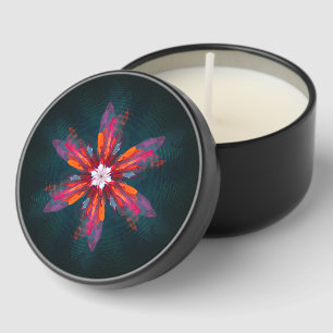 Floral Mandala Flowers Orange Red Blue Abstract Mini Candle Favors