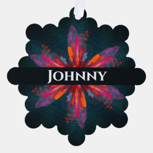 Floral Mandala Flowers Orange Red Blue Abstract Ornament Card