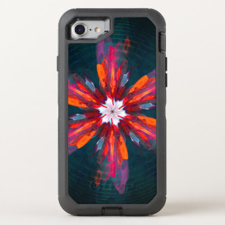 Floral Mandala Flowers Orange Red Blue Abstract OtterBox Defender iPhone SE/8/7 Case