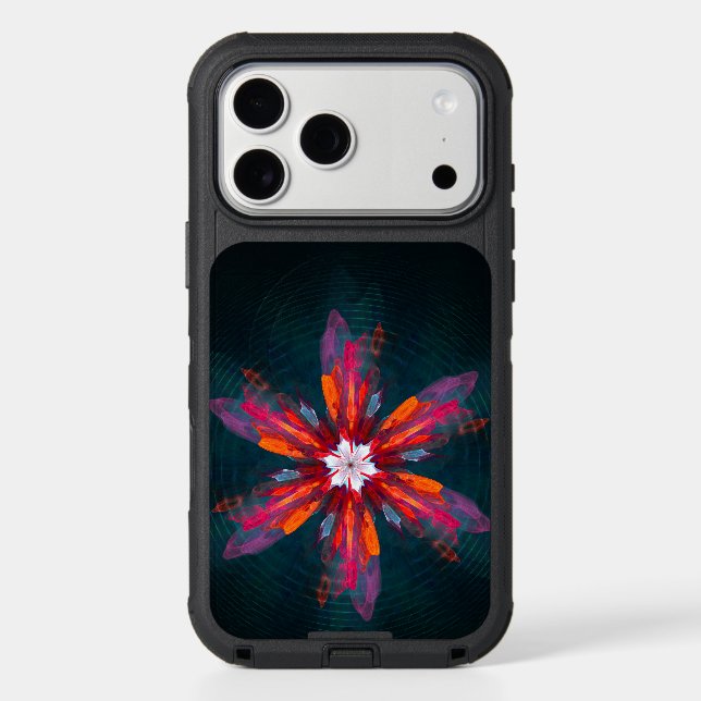 Floral Mandala Flowers Orange Red Blue Abstract Otterbox iPhone Case (Back)