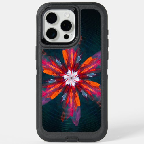 Floral Mandala Flowers Orange Red Blue Abstract iPhone 15 Pro Max Case