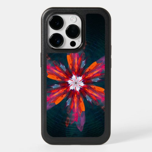 Floral Mandala Flowers Orange Red Blue Abstract OtterBox iPhone 14 Pro Case