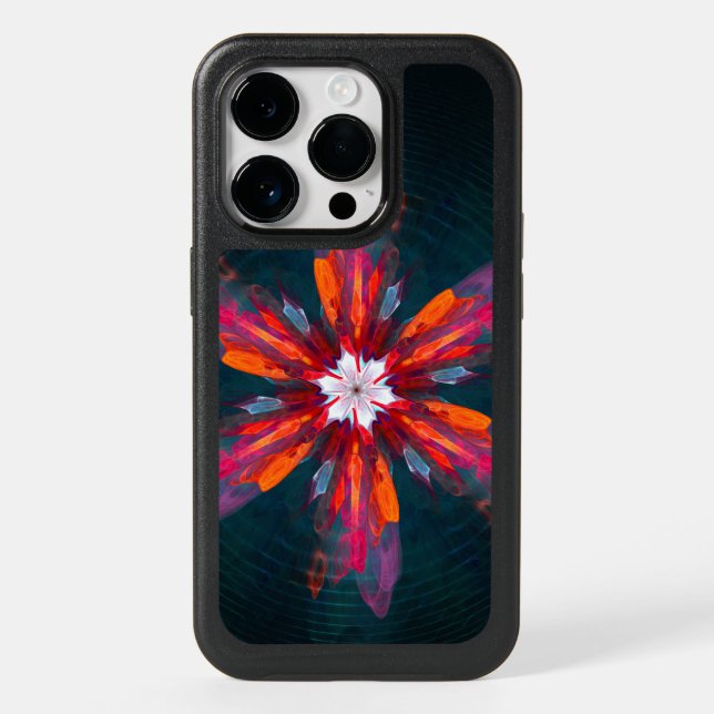 Floral Mandala Flowers Orange Red Blue Abstract Otterbox iPhone Case (Back)