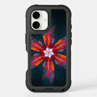 Floral Mandala Flowers Orange Red Blue Abstract iPhone 16 Case